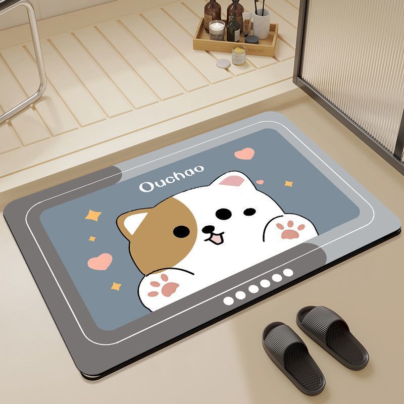 Cartoon Dog-Themed Bath Mat Kalsten