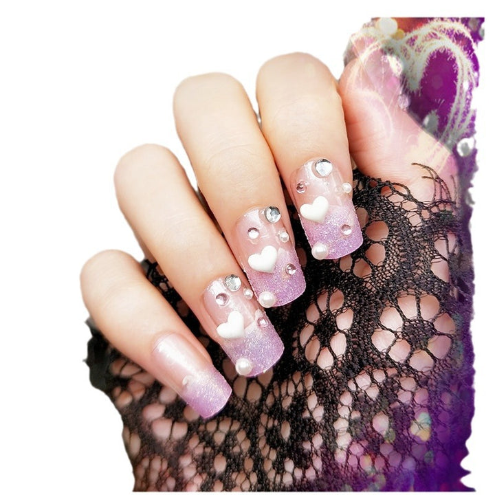 Decorative Heart-Embellished Press-On Nail Set