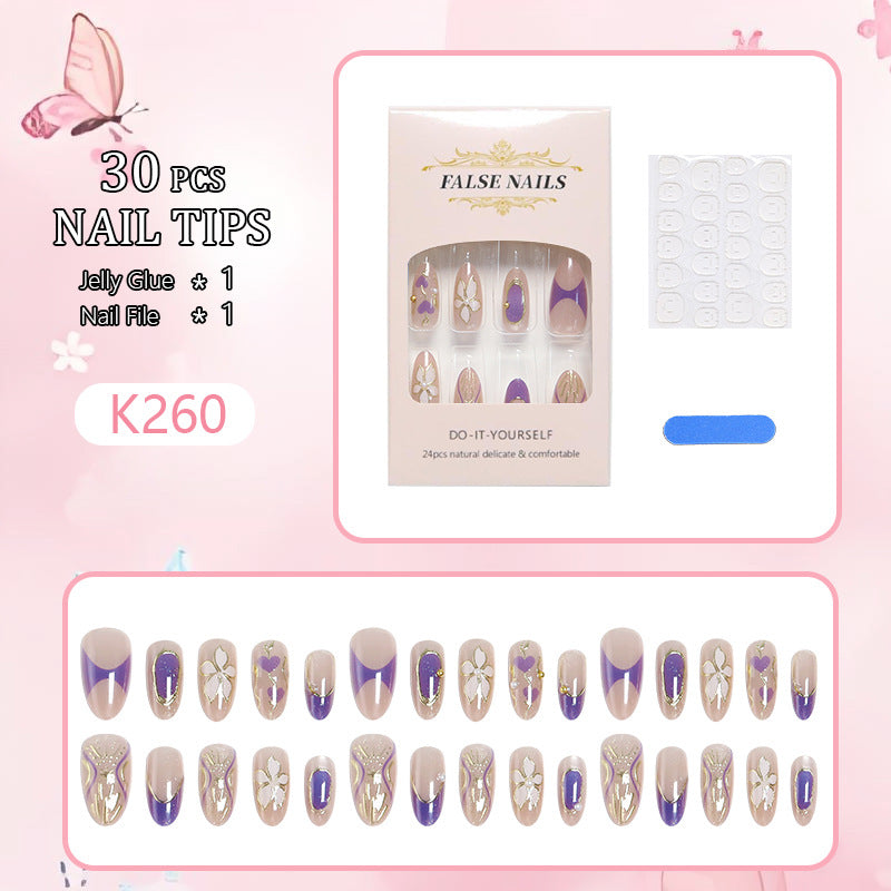 Elegant artificial nails with floral design and color accents Kalsten