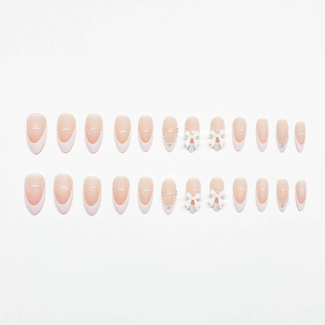 Elegant Bow-Embellished Acrylic Nail Enhancements Kalsten