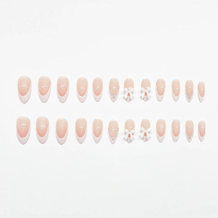 Elegant Bow-Embellished Acrylic Nail Enhancements Kalsten