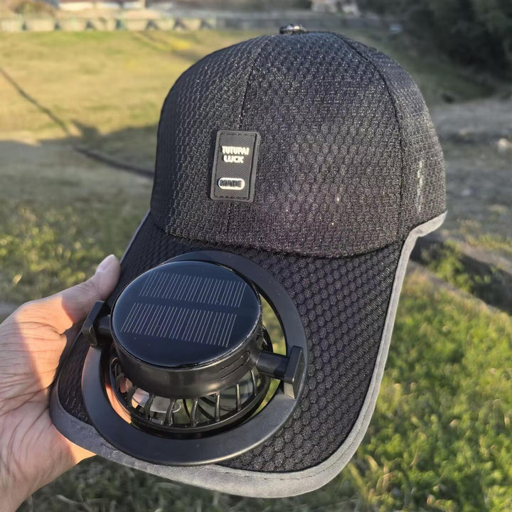 Solar-powered baseball cap with detachable solar fan and breathable honeycomb fabric Kalsten