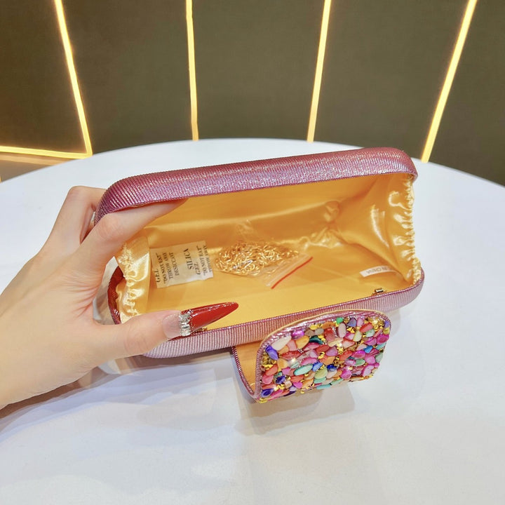 Rhinestone-Decorated Evening Clutch