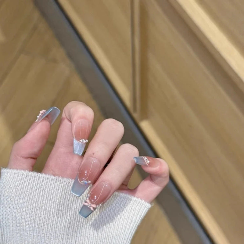 Decorative Nail Art Extensions with Rhinestone  Accents