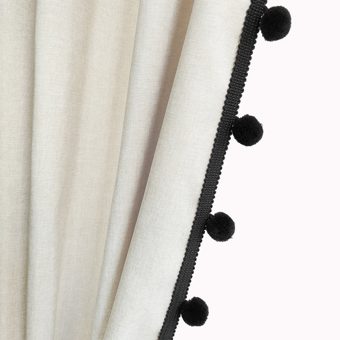Textured Pom Pom Trim Shower Curtain Kalsten
