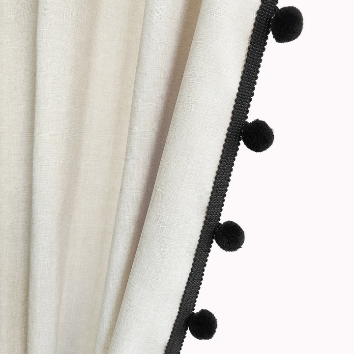 Textured Pom Pom Trim Shower Curtain Kalsten