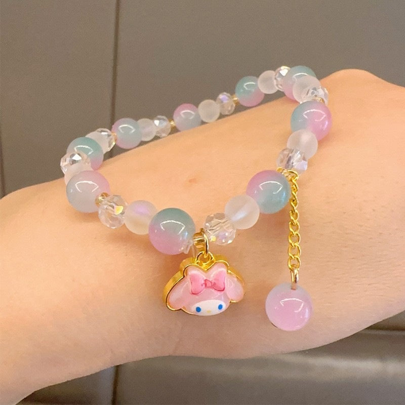 Playful bracelet with colorful glass beads and pendant Kalsten