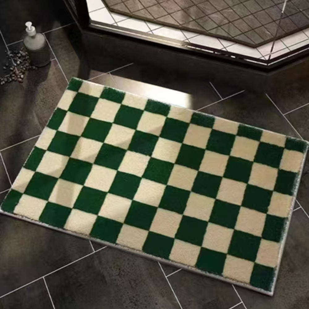 Checkerboard Patterned Bath Mat