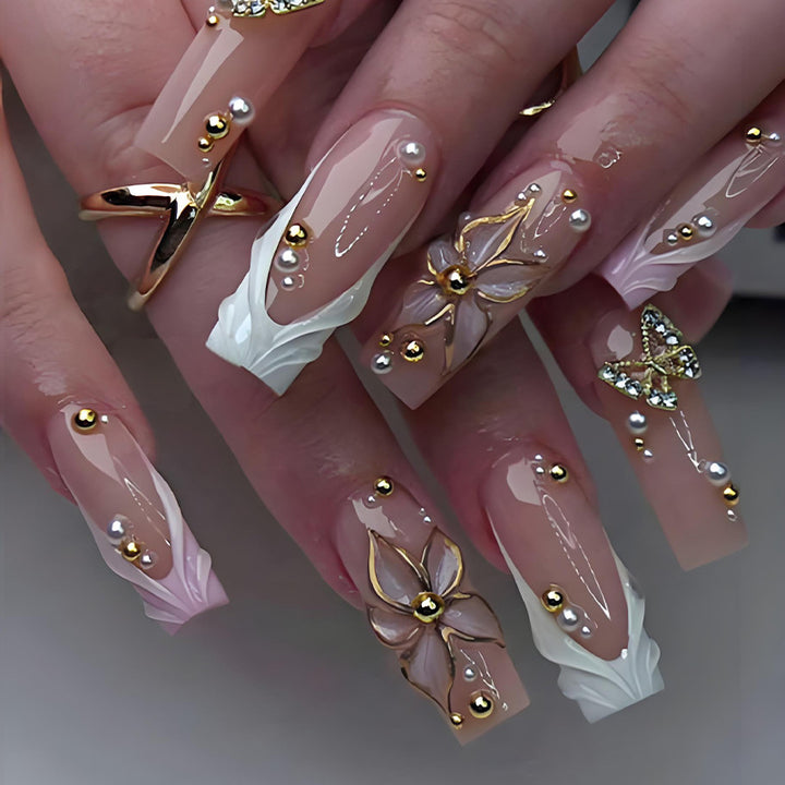 Elegant artificial nails with floral design Kalsten
