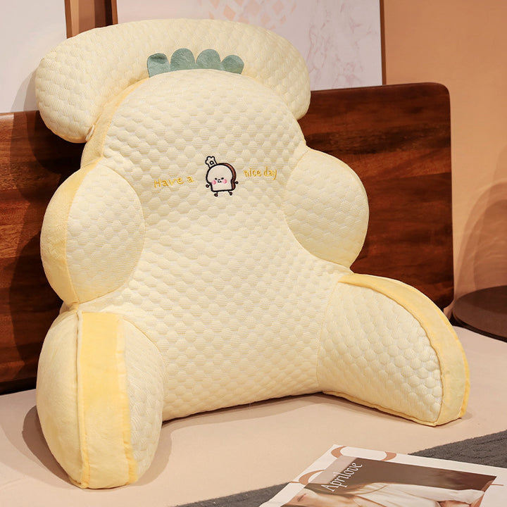 Ergonomic reading pillow with armrests, neck roll and non-slip cover