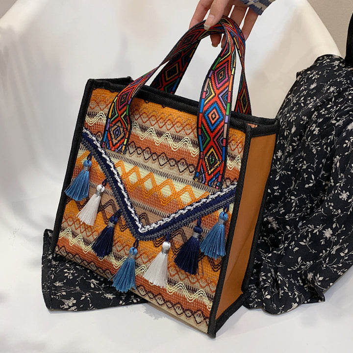 Artistic Embroidered Tote Bag