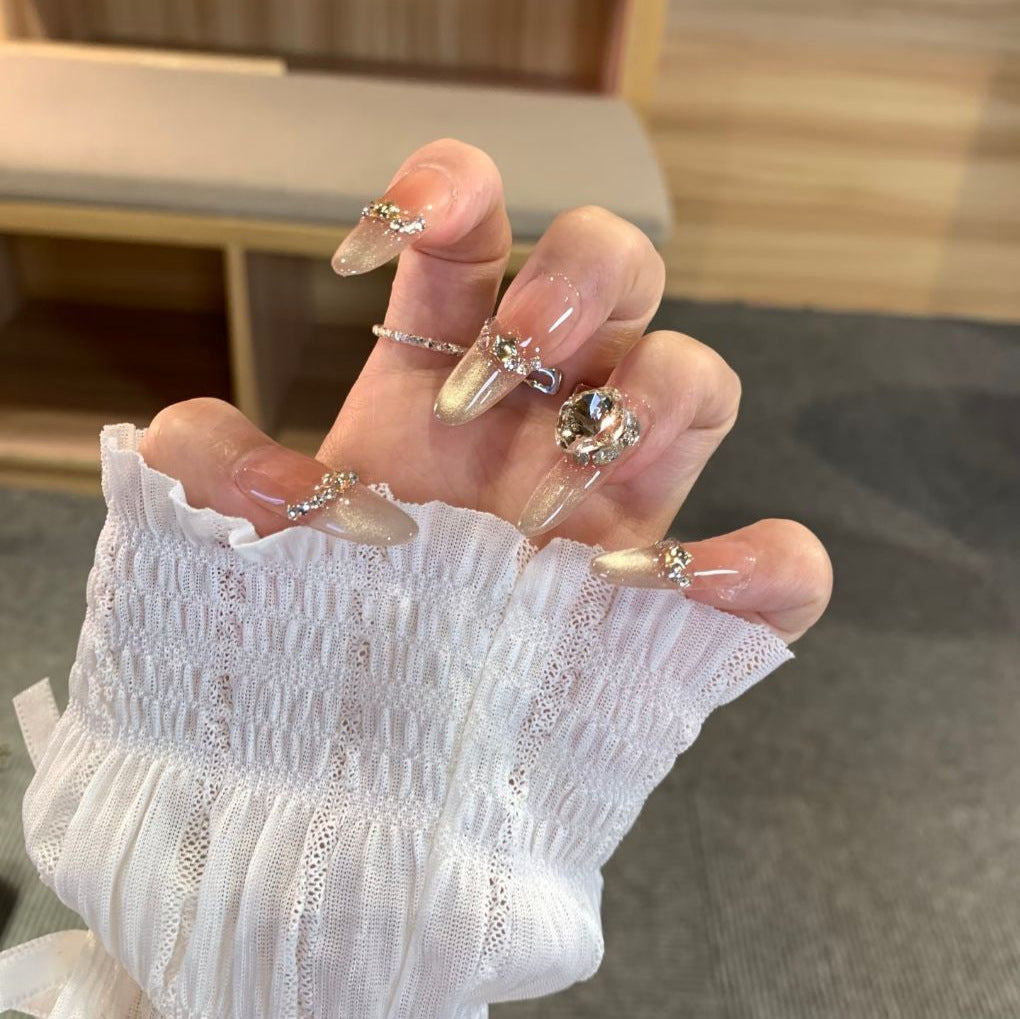 Glamorous Crystal-Studded Stiletto Nail Art Enhancements