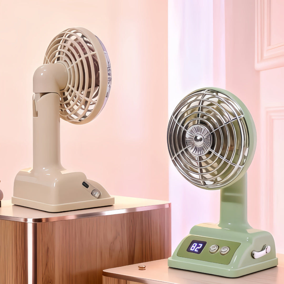 Ladies portable table fan with USB connection and digital speed display Kalsten