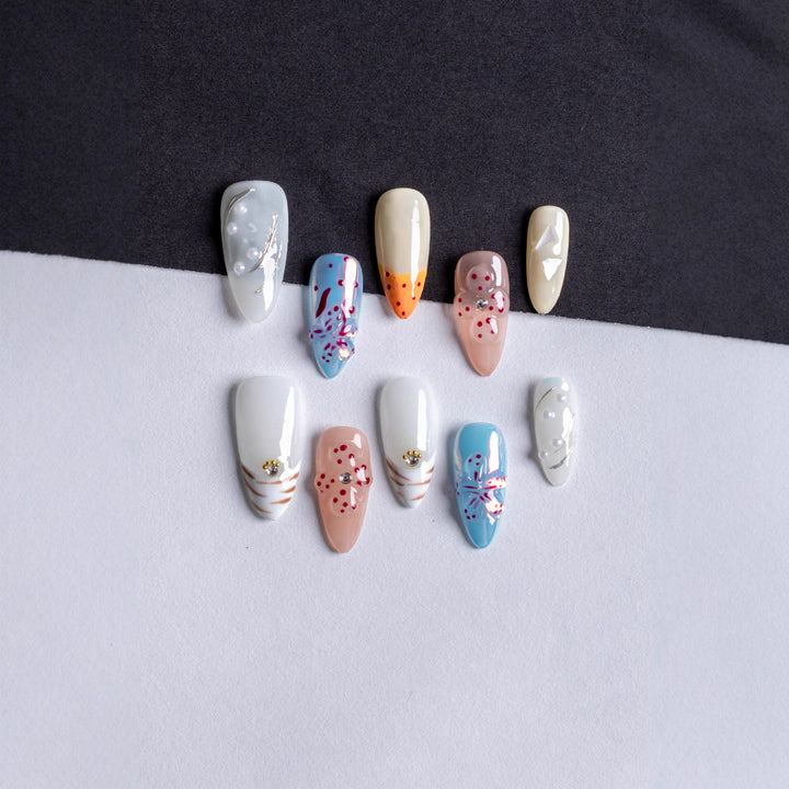 Artistic Floral Design Press-On Nail Set