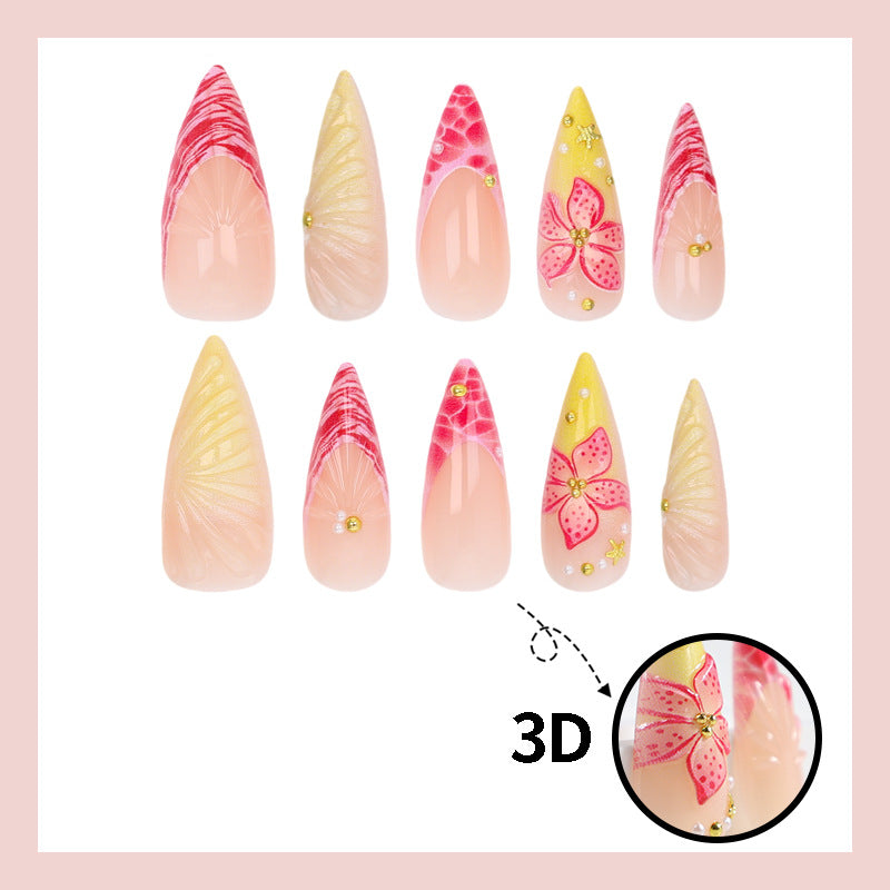 Artificial nail set with creative flower and wave design Kalsten