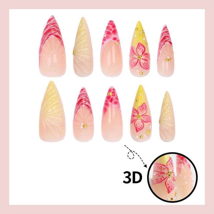 Artificial nail set with creative flower and wave design Kalsten