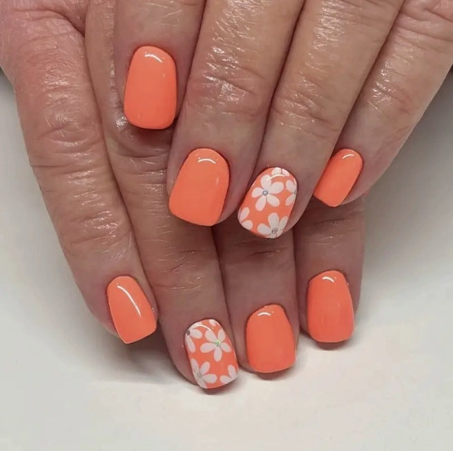 Floral Accent Acrylic Nail Art Enhancements Kalsten