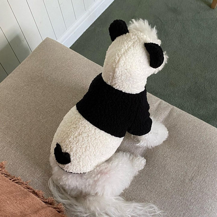Sherpa Fleece Panda Hoodie Harness-Friendly Dog Coat
