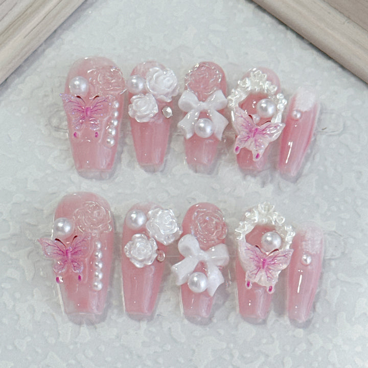 Elegant Decorative Press-On Nails