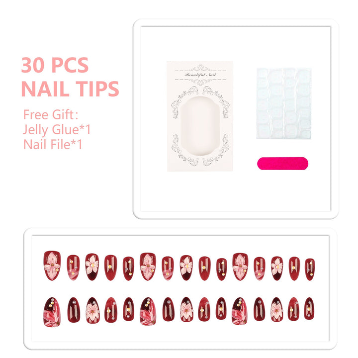 Elegant Floral Acrylic Nail Tips Set