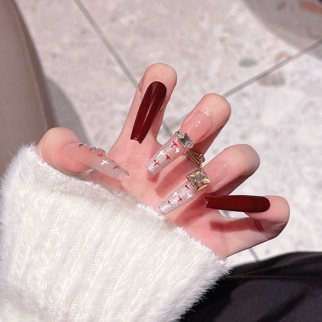 Elegant Floral Design Press-On Nail Extensions Kalsten