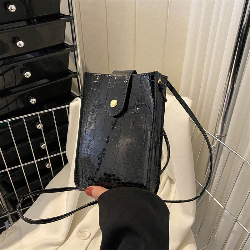 Croc-Embossed Mini Crossbody Purse