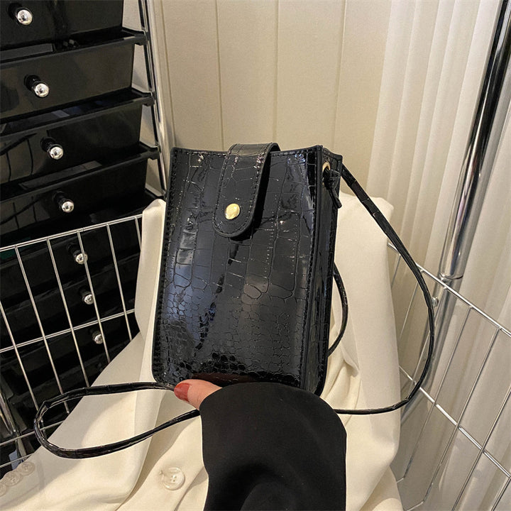 Croc-Embossed Mini Crossbody Purse