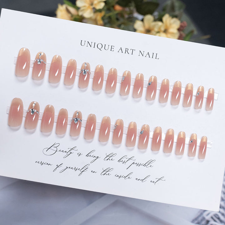Elegant French Tip Rhinestone Press-On Nails