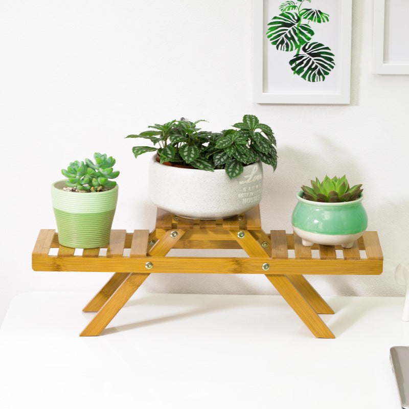 Flower rack made of durable bamboo with two levels Kalsten