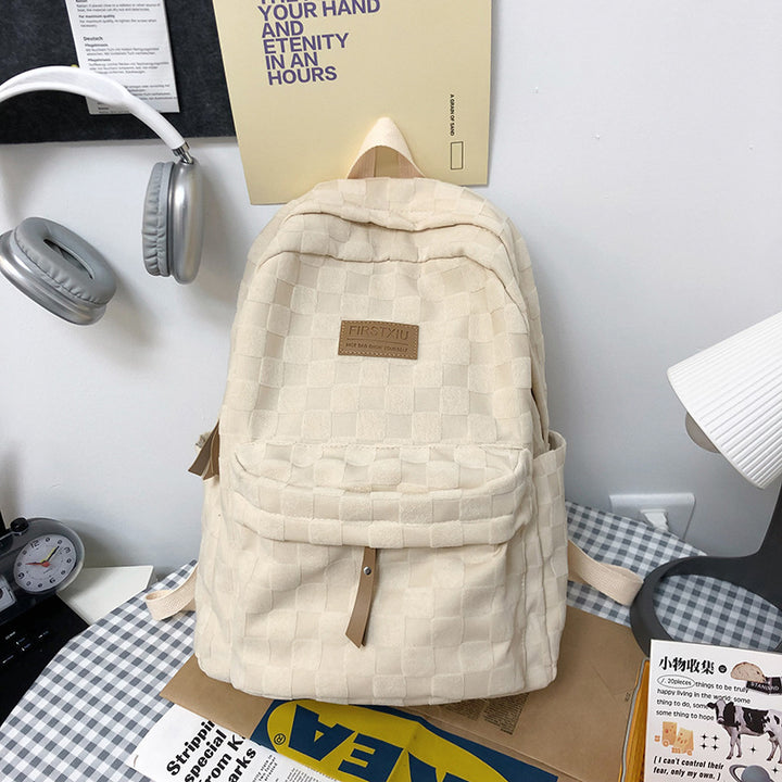 Checkered Textured School Backpack Kalsten