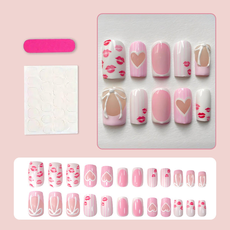 Artificial nail set with loving heart and lip motifs Kalsten
