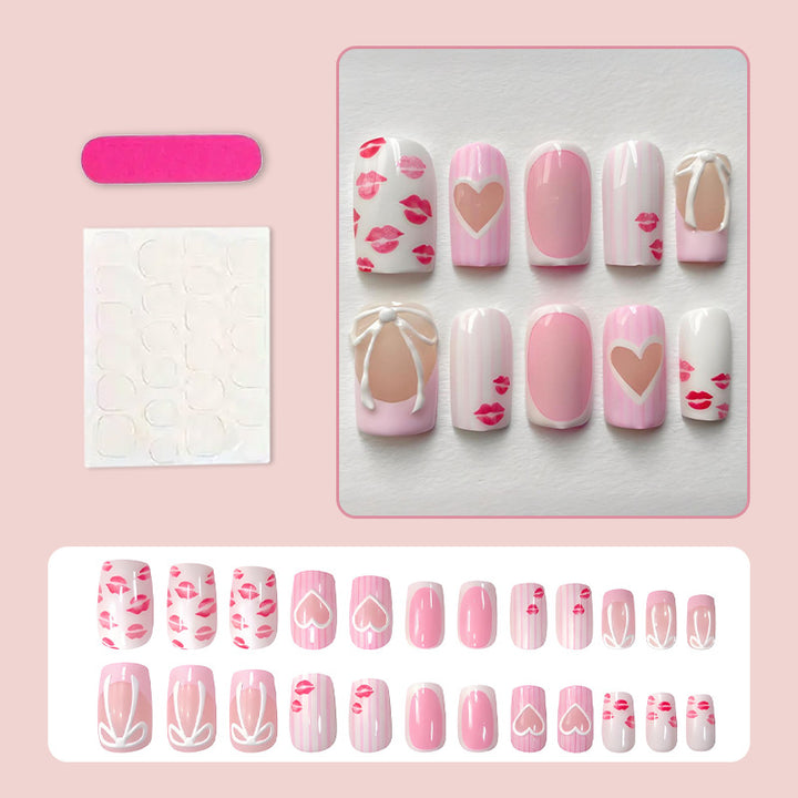 Artificial nail set with loving heart and lip motifs Kalsten