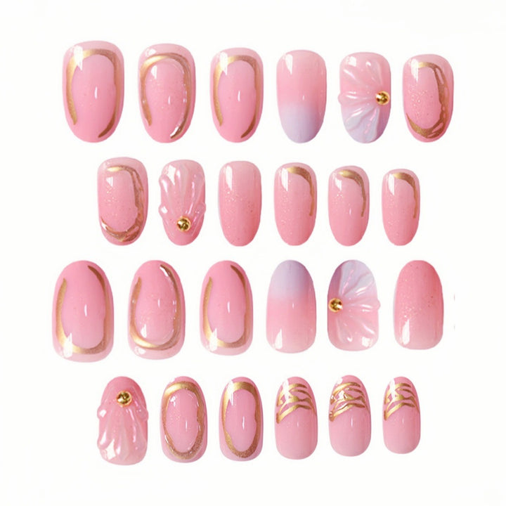 Floral Geometric Press-On Nail Art Set Kalsten