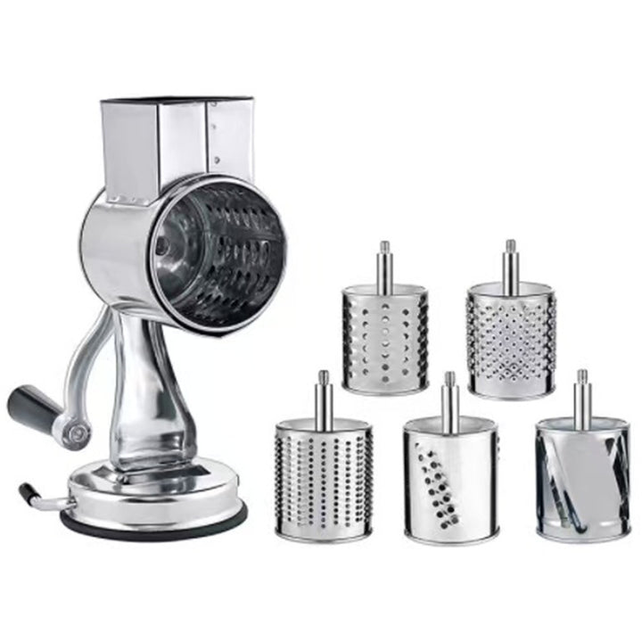 Manual Rotary Nut Grinder with Dual Stainless-Steel Drum Blades and Clamp