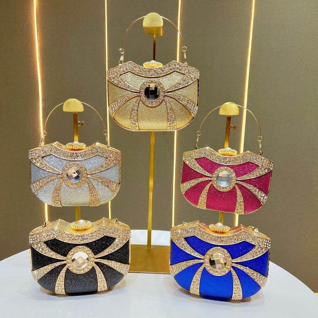 Decorative Rhinestone-Accented Evening Clutch