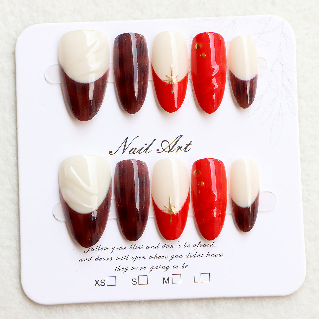 Decorative Press-On Nail Art Set with Unique Patterns Kalsten
