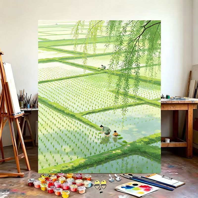 Rice Field Landscape Canvas Art Kalsten