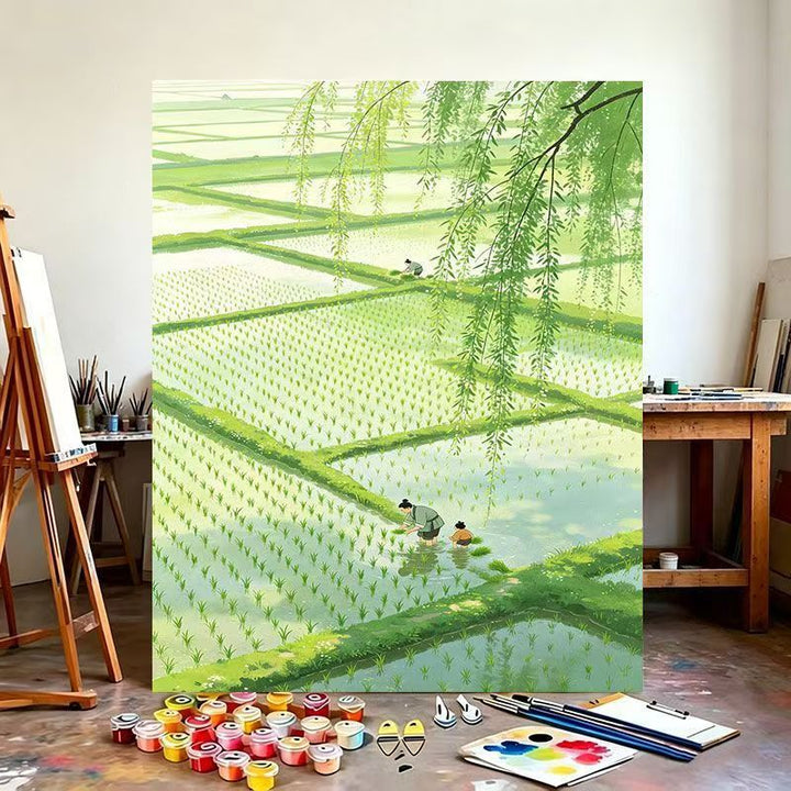 Rice Field Landscape Canvas Art Kalsten