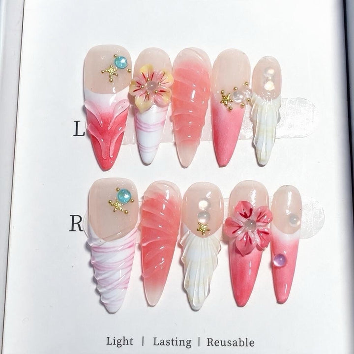 Creative 3D Floral Press-On Nail Art Set