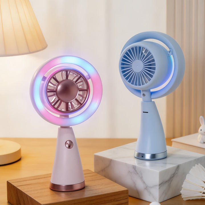 Women's Portable Mini Fan with Colorful LED Light Kalsten