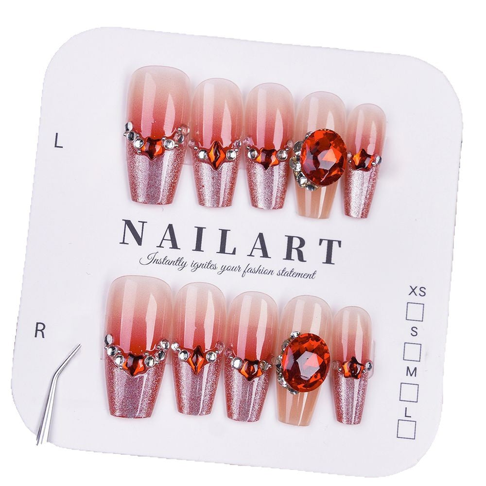 Glamorous Press-On Nail Art Set with Rhinestone Embellishments Kalsten