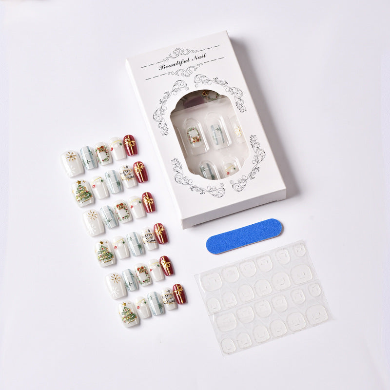 Festive Holiday-Themed Press-On Nail Set