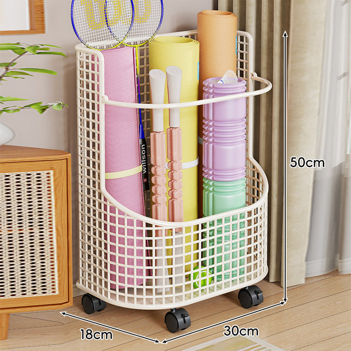 Vertical Mesh Sports Equipment and Yoga Mat Organizer Basket