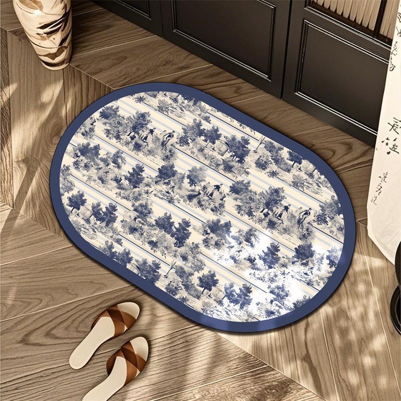 Floral Patterned Oval Area Mat