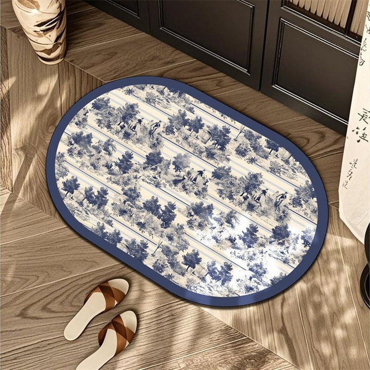 Floral Patterned Oval Area Mat