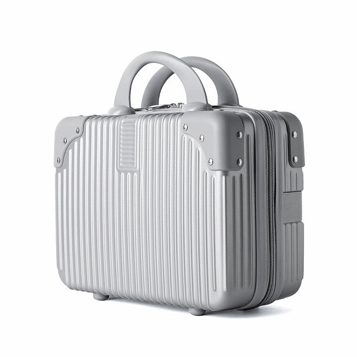 hard-shell travel cosmetic case with double-zip closure top handle and protective feet Kalsten