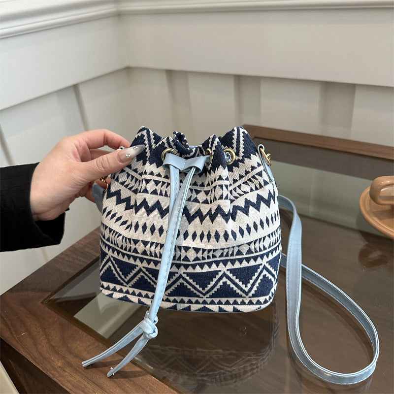 Bohemian Style Drawstring Bucket Bag