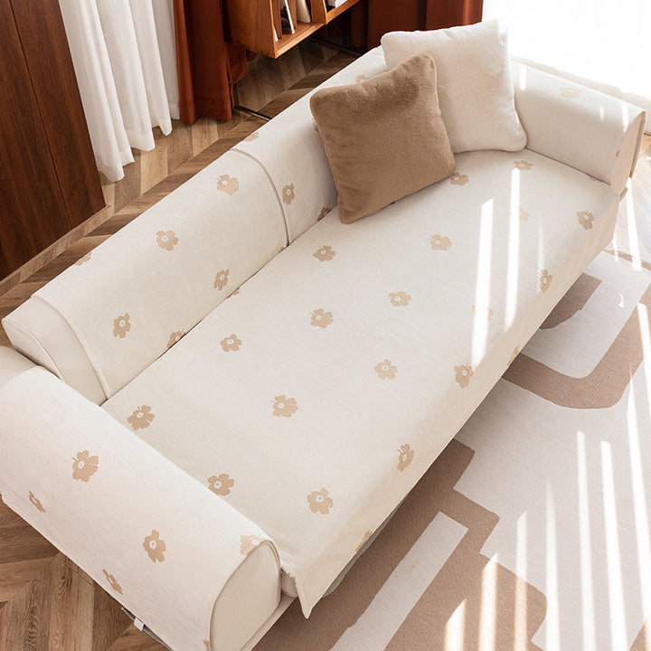 Three-seater sofa with geometric jacquard cover and sleek metal legs Kalsten