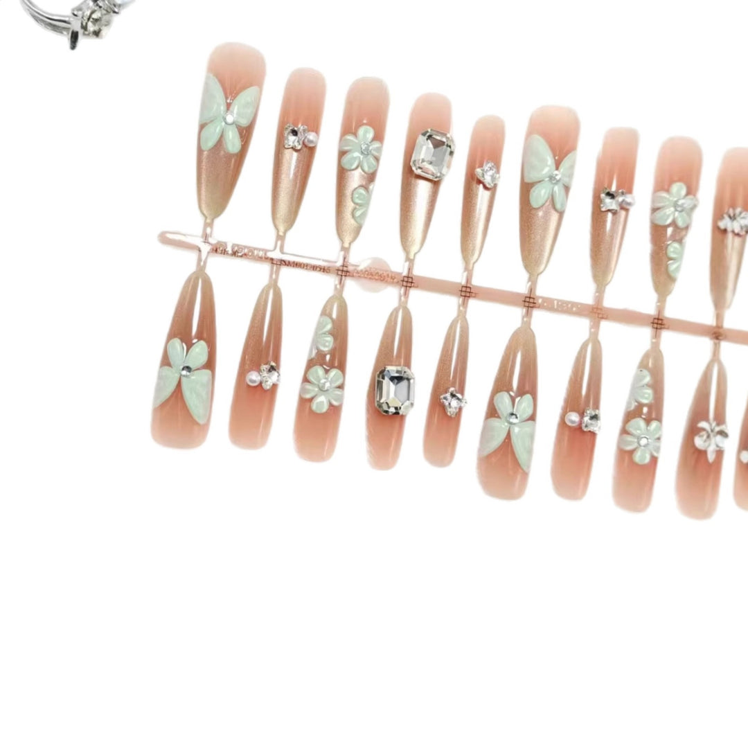 Artificial nails with floral and glamorous design Kalsten