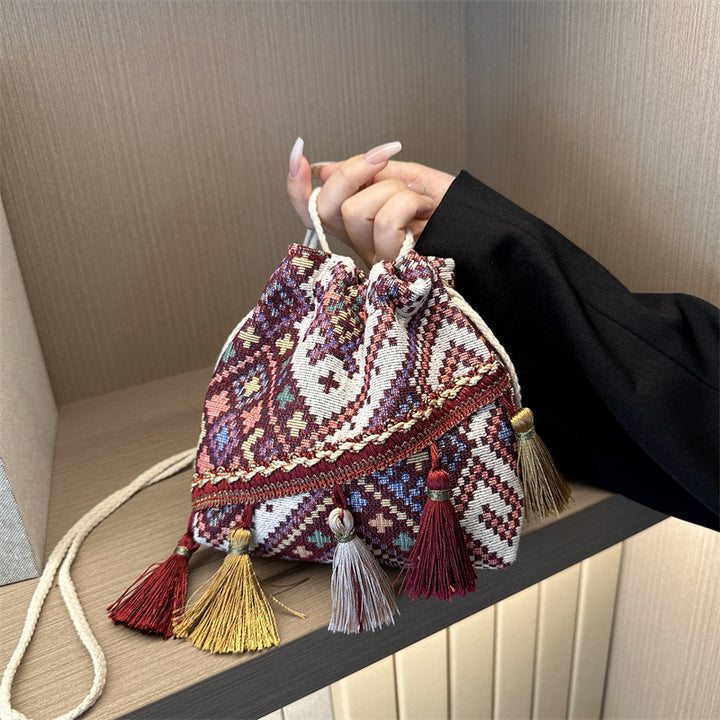 Bohemian Drawstring Tote Bag